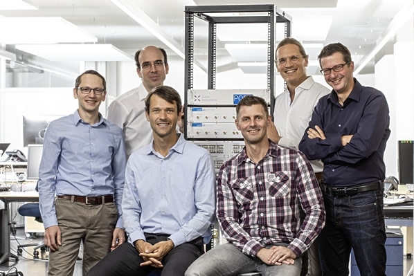 Zurich Instrument’s core quantum team (from top left): Bruno Küng (Application Scientist), Jürg Schwizer (Head of Software), Sadik Hafizovic (CEO), Niels Haandbaek (Senior Engineer), Jan Benhelm (Head of Marketing), and Adrian Messmer (VP R&D).