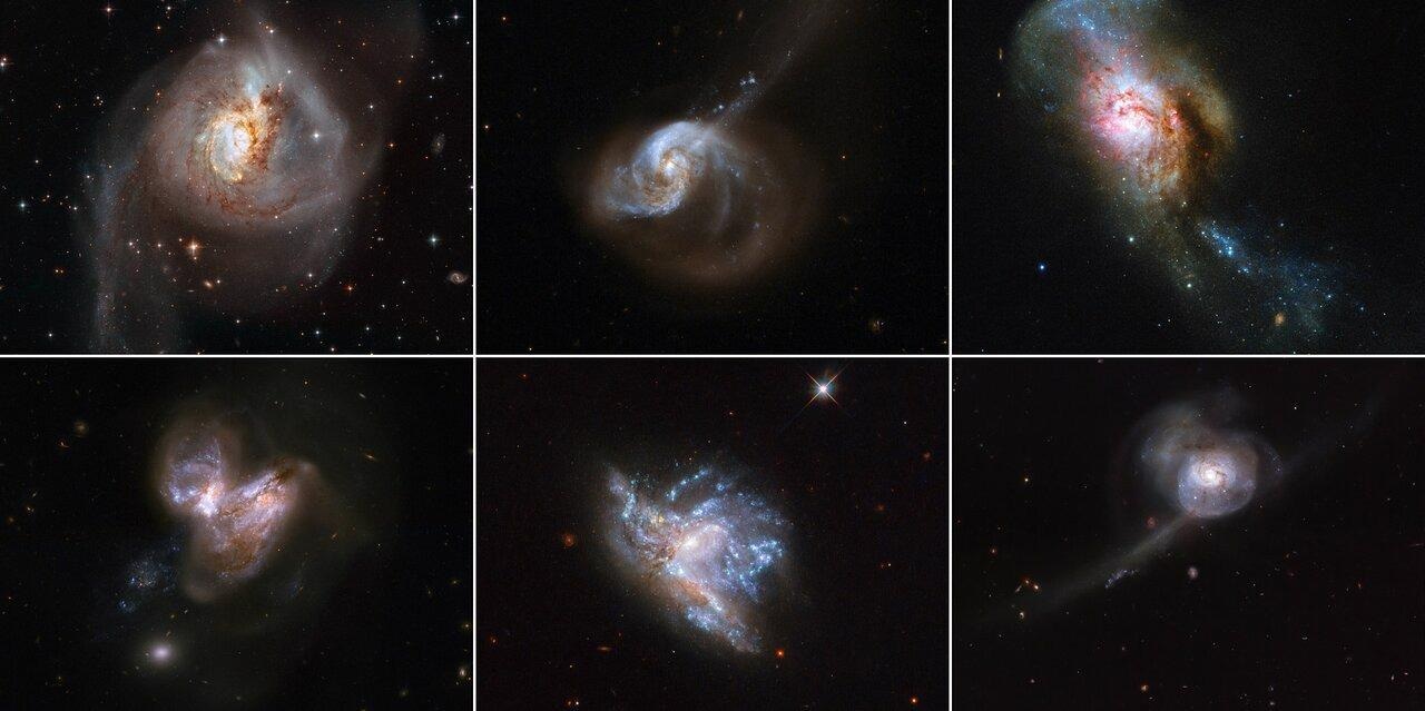 Hubble Releases Collage of Six Splendid Galaxy Mergers