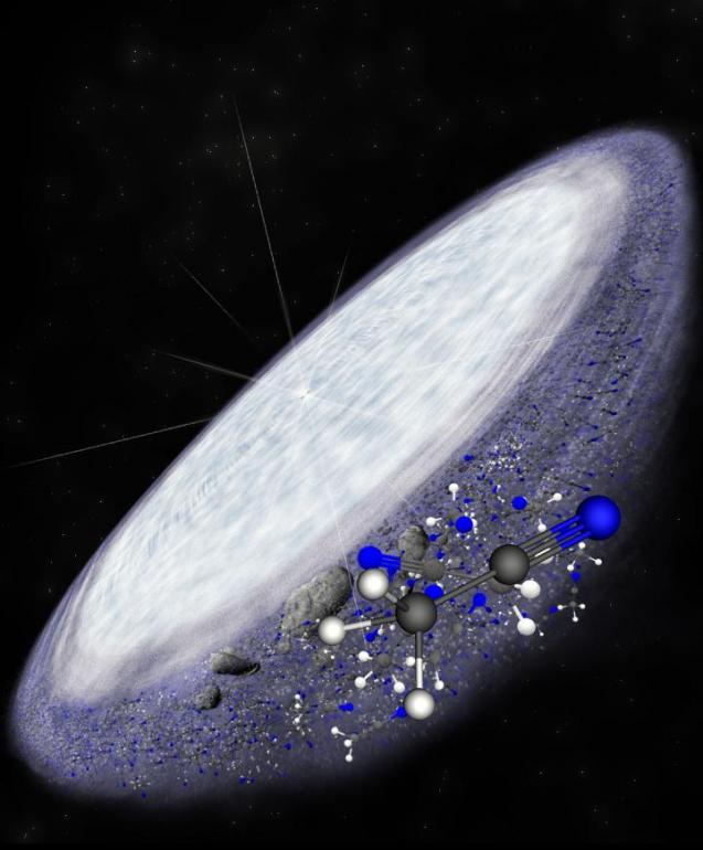 Large Amounts of Methyl Cyanide Observed in Protoplanetary Disc Surrounding Young Star