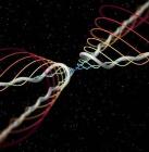 Reconnection of Quantum Vortexes Launches Kelvin Waves