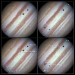 Three of Jupiter's Largest Moons Parade Across its Banded Face