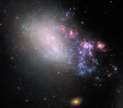 Hubble’s WFC3 Reveals Right Side of Irregular Galaxy NGC 4485 Blazing with Star Formation
